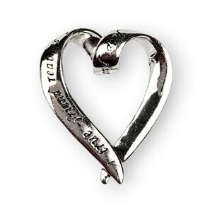 True Friend Sterling Heart Pendant Friendship 925 Silver Rhodium Plated 5/8"
